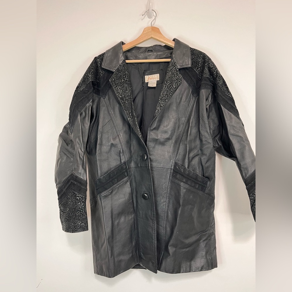 Elegant Black Leather Women's Coat